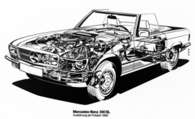 Mercedes-Benz 380 SL (1982) - Durchsichtszeichnung